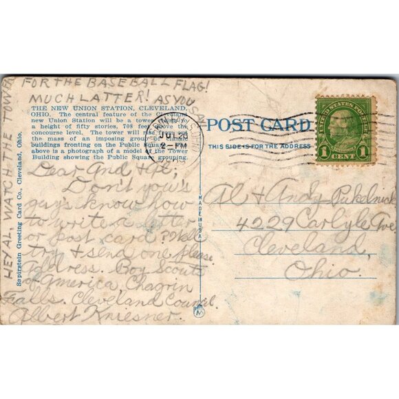 Public Square showing Union Station on the right Cleveland Ohio Posted PC336 - Picture 2 of 2